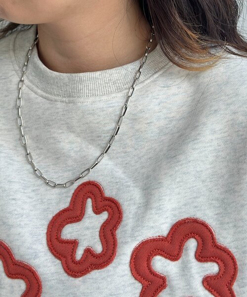 CPCM(シーピーシーエム)の「裏起毛お花アップリケスウェット(Tシャツ/カットソー・レディース・チャコールグレー/ネイビー/ホワイト系その他・FREE)」の16枚目の写真