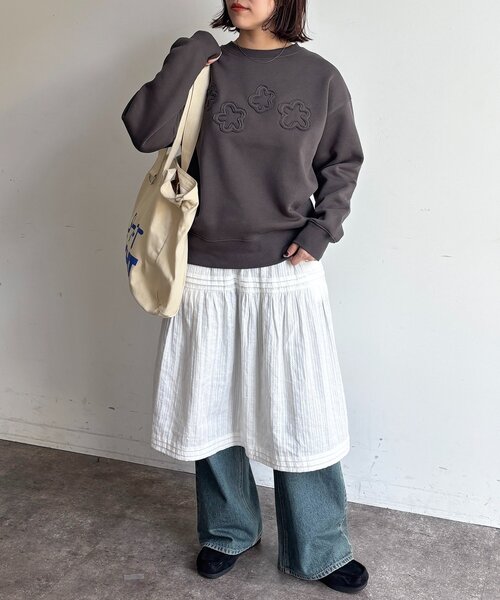 CPCM(シーピーシーエム)の「裏起毛お花アップリケスウェット(Tシャツ/カットソー・レディース・チャコールグレー/ネイビー/ホワイト系その他・FREE)」の22枚目の写真