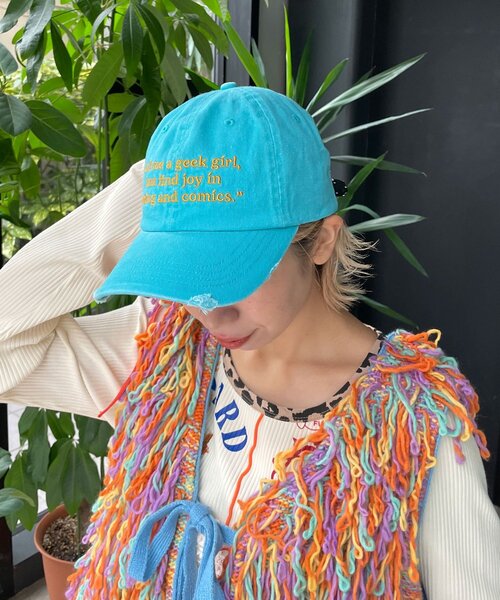 HELLO.SANFRANCISCO（ハローサンフランシスコ）の「【HELLO.SANFRANCISCO/ハローサンフランシスコ】メッセージロゴ刺繡リボンキャップ（キャップ・レディース・レッド/ピンク/ブルー/アイボリー・ONE SIZE）」の8枚目の写真