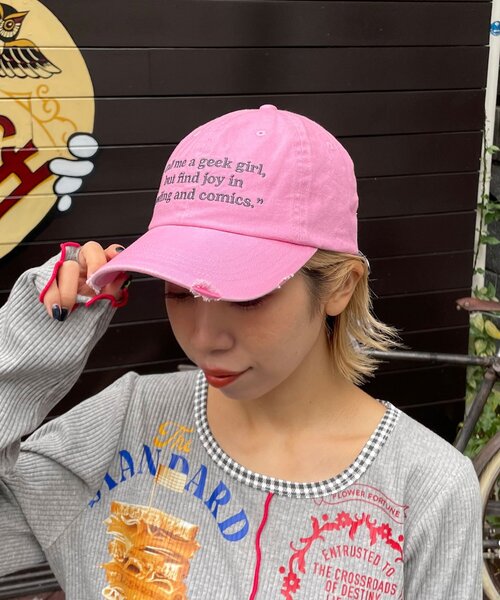 HELLO.SANFRANCISCO（ハローサンフランシスコ）の「【HELLO.SANFRANCISCO/ハローサンフランシスコ】メッセージロゴ刺繡リボンキャップ（キャップ・レディース・レッド/ピンク/ブルー/アイボリー・ONE SIZE）」の12枚目の写真