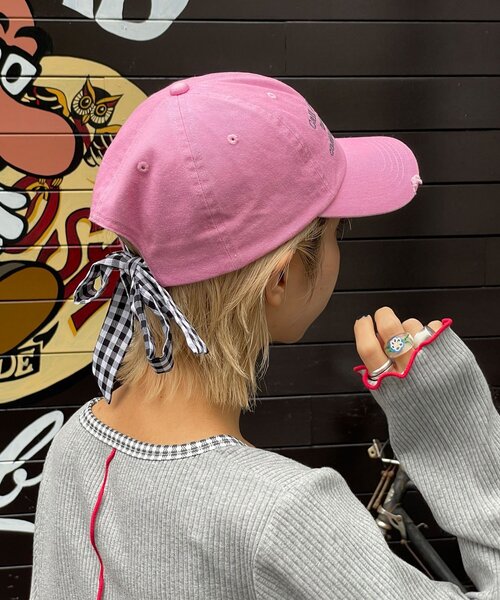 HELLO.SANFRANCISCO（ハローサンフランシスコ）の「【HELLO.SANFRANCISCO/ハローサンフランシスコ】メッセージロゴ刺繡リボンキャップ（キャップ・レディース・レッド/ピンク/ブルー/アイボリー・ONE SIZE）」の14枚目の写真