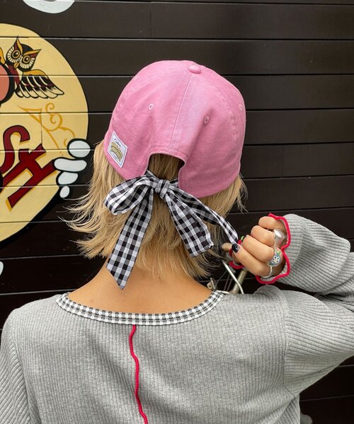 HELLO.SANFRANCISCO（ハローサンフランシスコ）の「【HELLO.SANFRANCISCO/ハローサンフランシスコ】メッセージロゴ刺繡リボンキャップ（キャップ・レディース・レッド/ピンク/ブルー/アイボリー・ONE SIZE）」の15枚目の写真