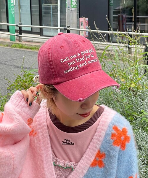 HELLO.SANFRANCISCO（ハローサンフランシスコ）の「【HELLO.SANFRANCISCO/ハローサンフランシスコ】メッセージロゴ刺繡リボンキャップ（キャップ・レディース・レッド/ピンク/ブルー/アイボリー・ONE SIZE）」の16枚目の写真