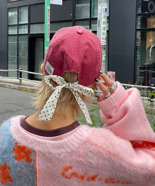 HELLO.SANFRANCISCO（ハローサンフランシスコ）の「【HELLO.SANFRANCISCO/ハローサンフランシスコ】メッセージロゴ刺繡リボンキャップ（キャップ・レディース・レッド/ピンク/ブルー/アイボリー・ONE SIZE）」の17枚目の写真