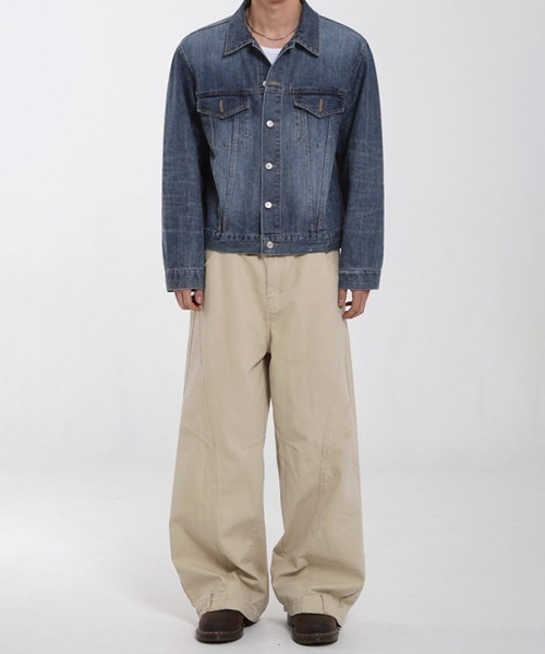 NOWLE（ノウル）の「【NOWLE】ヴィンテージ ウォッシュ クロップド デニムジャケット（デニムジャケット・メンズ・インディゴブルー・MEDIUM/LARGE/X-LARGE）」の13枚目の写真