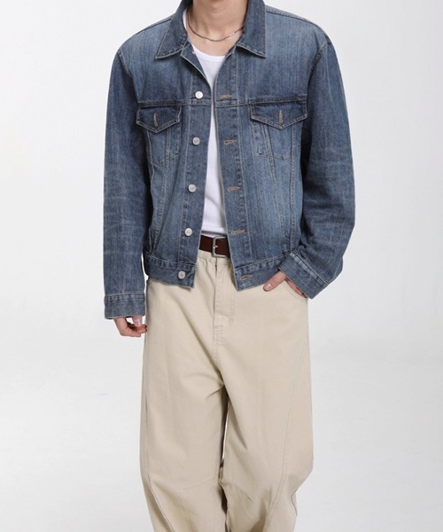 NOWLE（ノウル）の「【NOWLE】ヴィンテージ ウォッシュ クロップド デニムジャケット（デニムジャケット・メンズ・インディゴブルー・MEDIUM/LARGE/X-LARGE）」の16枚目の写真