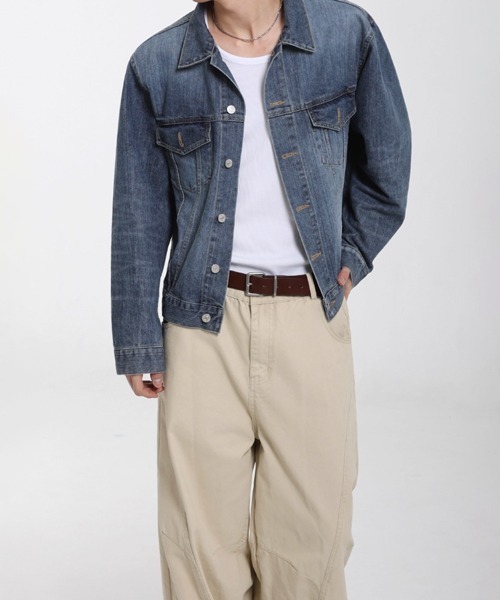 NOWLE（ノウル）の「【NOWLE】ヴィンテージ ウォッシュ クロップド デニムジャケット（デニムジャケット・メンズ・インディゴブルー・MEDIUM/LARGE/X-LARGE）」の20枚目の写真