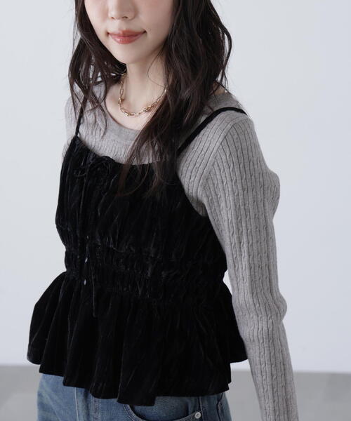 FREE'S MART（フリーズマート）の「◆クラッシュベロアシャーリングビスチェ（シャツ/ブラウス・レディース・ベージュ/ブラック・FREE）」の5枚目の写真