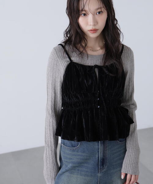 FREE'S MART（フリーズマート）の「◆クラッシュベロアシャーリングビスチェ（シャツ/ブラウス・レディース・ベージュ/ブラック・FREE）」の7枚目の写真