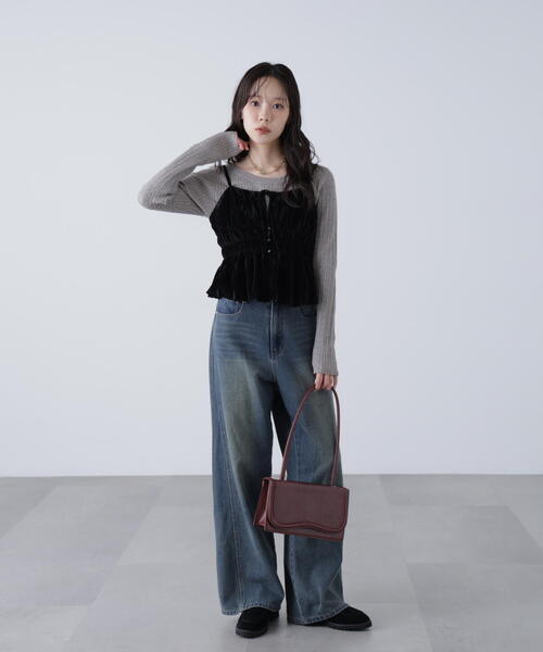 FREE'S MART（フリーズマート）の「◆クラッシュベロアシャーリングビスチェ（シャツ/ブラウス・レディース・ベージュ/ブラック・FREE）」の8枚目の写真