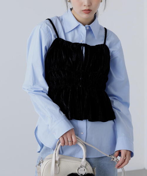 FREE'S MART（フリーズマート）の「◆クラッシュベロアシャーリングビスチェ（シャツ/ブラウス・レディース・ベージュ/ブラック・FREE）」の14枚目の写真