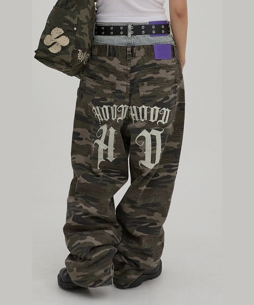 HOODHOOD(フッドフッド)の「【UNISEX】HOODHOOD/Chain 刺繍パンツ(デニムパンツ・レディース・その他1/ブラック・MEDIUM/LARGE)」の1枚目の写真