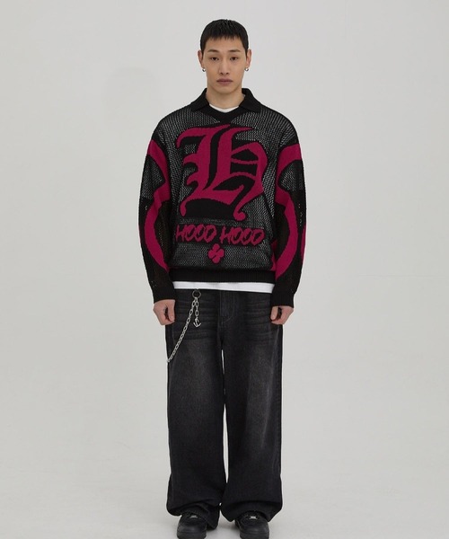HOODHOOD(フッドフッド)の「【UNISEX】HOODHOOD/Chain 刺繍パンツ(デニムパンツ・レディース・その他1/ブラック・MEDIUM/LARGE)」の4枚目の写真