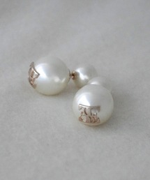 EIMY ISTOIRE | ロゴチャームパールピアス(ピアス（両耳用）)