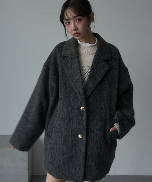 Nadana（ナダナ）の「シャギーテーラーコート（テーラードジャケット・レディース・ホワイト/チャコールグレー/ベージュ・MEDIUM）」の3枚目の写真