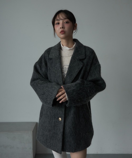 Nadana（ナダナ）の「シャギーテーラーコート（テーラードジャケット・レディース・ホワイト/チャコールグレー/ベージュ・MEDIUM）」の4枚目の写真