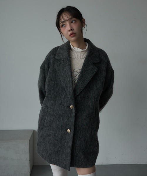 Nadana（ナダナ）の「シャギーテーラーコート（テーラードジャケット・レディース・ホワイト/チャコールグレー/ベージュ・MEDIUM）」の7枚目の写真