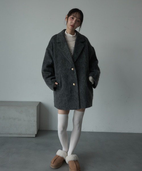 Nadana（ナダナ）の「シャギーテーラーコート（テーラードジャケット・レディース・ホワイト/チャコールグレー/ベージュ・MEDIUM）」の9枚目の写真