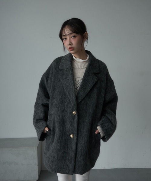 Nadana（ナダナ）の「シャギーテーラーコート（テーラードジャケット・レディース・ホワイト/チャコールグレー/ベージュ・MEDIUM）」の8枚目の写真