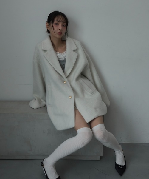 Nadana（ナダナ）の「シャギーテーラーコート（テーラードジャケット・レディース・ホワイト/チャコールグレー/ベージュ・MEDIUM）」の22枚目の写真