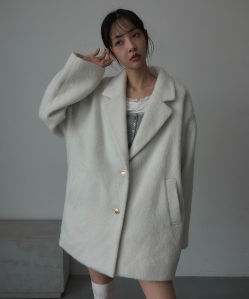 Nadana（ナダナ）の「シャギーテーラーコート（テーラードジャケット・レディース・ホワイト/チャコールグレー/ベージュ・MEDIUM）」の20枚目の写真