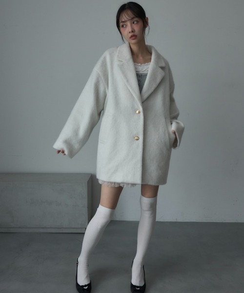 Nadana（ナダナ）の「シャギーテーラーコート（テーラードジャケット・レディース・ホワイト/チャコールグレー/ベージュ・MEDIUM）」の19枚目の写真