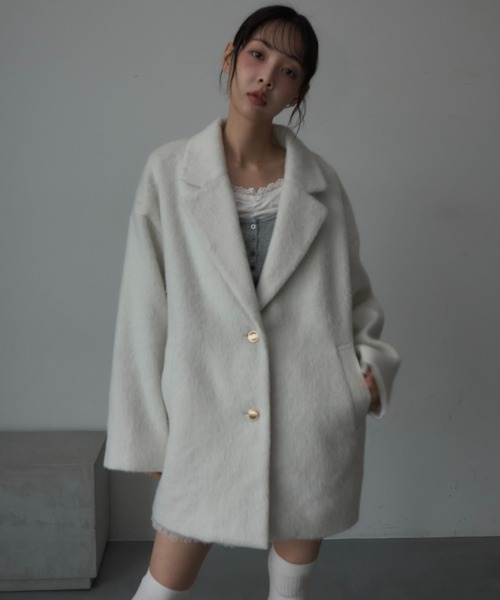 Nadana（ナダナ）の「シャギーテーラーコート（テーラードジャケット・レディース・ホワイト/チャコールグレー/ベージュ・MEDIUM）」の18枚目の写真