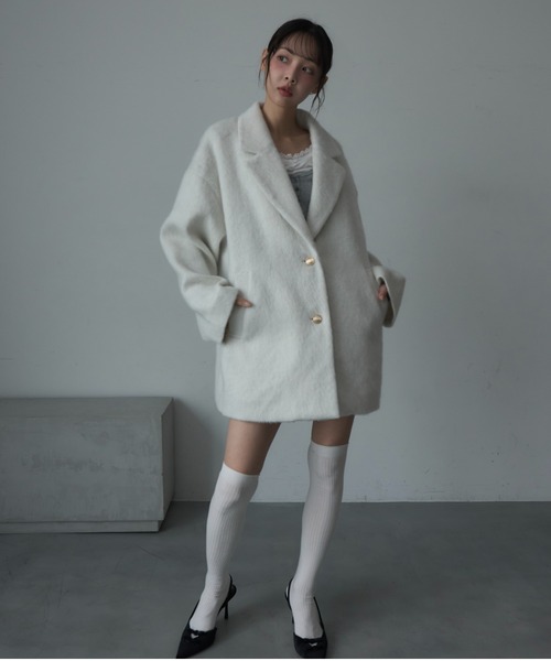 Nadana（ナダナ）の「シャギーテーラーコート（テーラードジャケット・レディース・ホワイト/チャコールグレー/ベージュ・MEDIUM）」の16枚目の写真