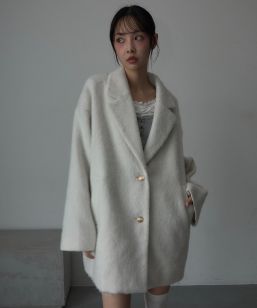 Nadana（ナダナ）の「シャギーテーラーコート（テーラードジャケット・レディース・ホワイト/チャコールグレー/ベージュ・MEDIUM）」の15枚目の写真