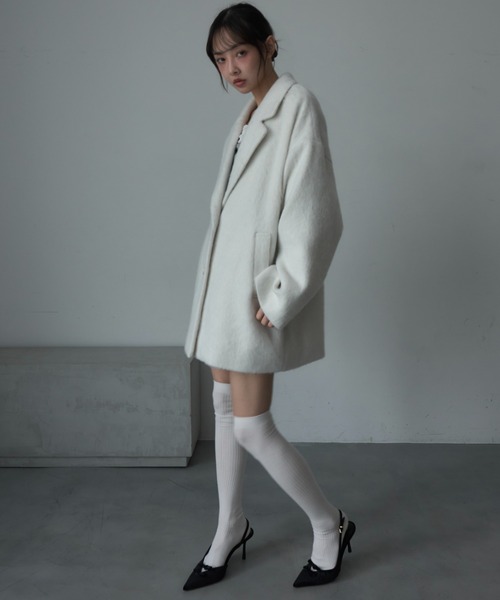 Nadana（ナダナ）の「シャギーテーラーコート（テーラードジャケット・レディース・ホワイト/チャコールグレー/ベージュ・MEDIUM）」の14枚目の写真