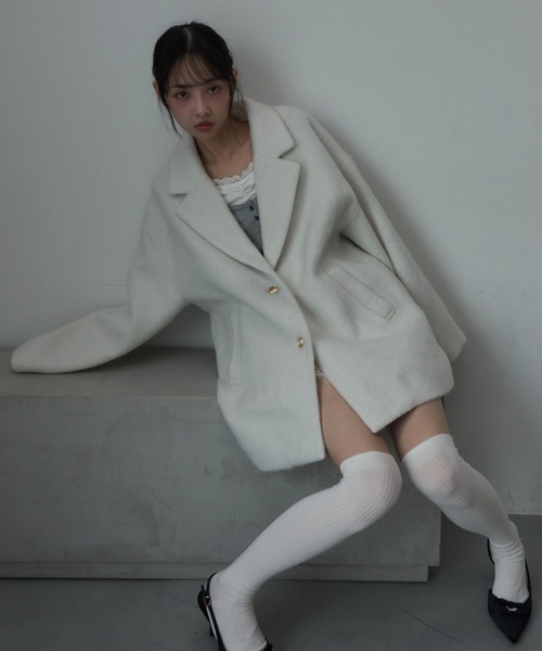 Nadana（ナダナ）の「シャギーテーラーコート（テーラードジャケット・レディース・ホワイト/チャコールグレー/ベージュ・MEDIUM）」の12枚目の写真