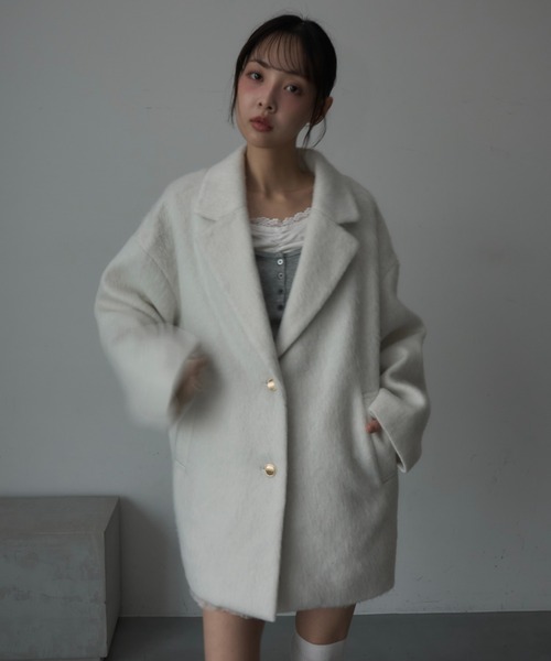 Nadana（ナダナ）の「シャギーテーラーコート（テーラードジャケット・レディース・ホワイト/チャコールグレー/ベージュ・MEDIUM）」の11枚目の写真