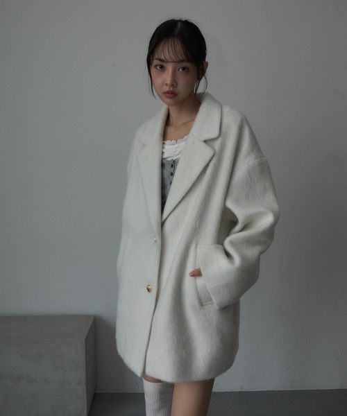 Nadana（ナダナ）の「シャギーテーラーコート（テーラードジャケット・レディース・ホワイト/チャコールグレー/ベージュ・MEDIUM）」の10枚目の写真