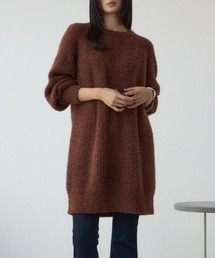 【身長/骨格別着用画像あり】ラメシャギーニットワンピース 秋服 冬服 ニットトップス ミニワンピース チュニック