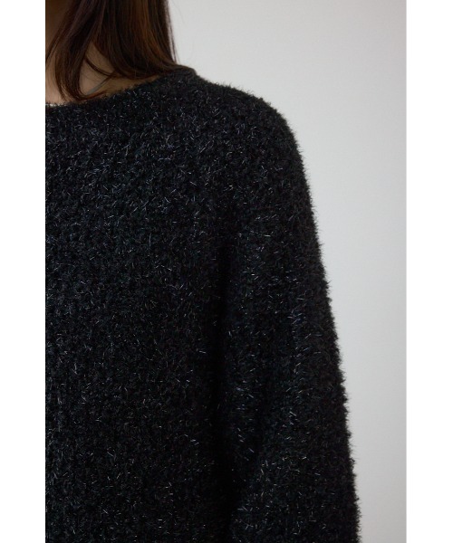 AZUL by moussy(アズールバイマウジー)の「【身長/骨格別着用画像あり】ラメシャギーニットワンピース 秋服 冬服 ニットトップス ミニワンピース チュニック(ワンピース・レディース・ブラック/ブラウン/レッド・FREE)」の12枚目の写真