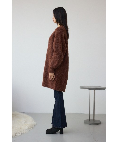 AZUL by moussy(アズールバイマウジー)の「【身長/骨格別着用画像あり】ラメシャギーニットワンピース 秋服 冬服 ニットトップス ミニワンピース チュニック(ワンピース・レディース・ブラック/ブラウン/レッド・FREE)」の20枚目の写真