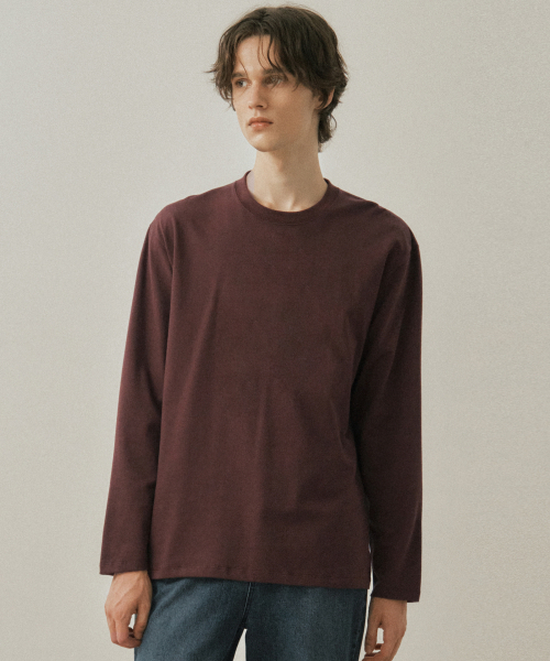 WEDNESDAY OASIS(ウェンズデーオアシス)の「エバーコンパクトプレミアコットンTシャツ_BURGUNDY(W25-TP38)(Tシャツ/カットソー・メンズ・バーガンディー・MEDIUM/LARGE)」の1枚目の写真