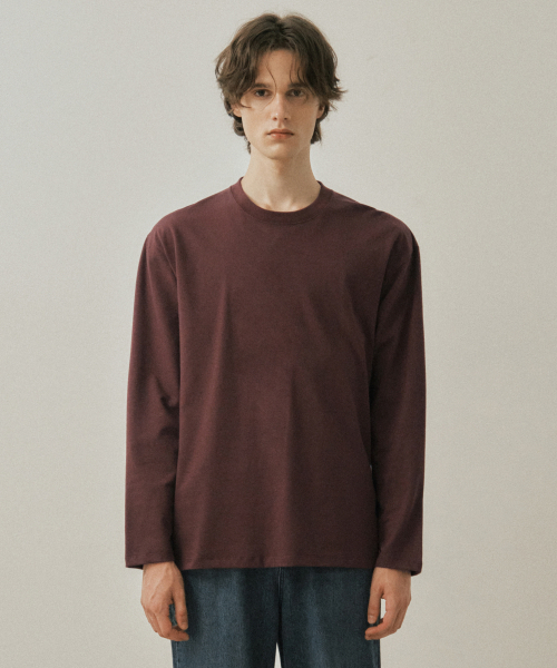 WEDNESDAY OASIS(ウェンズデーオアシス)の「エバーコンパクトプレミアコットンTシャツ_BURGUNDY(W25-TP38)(Tシャツ/カットソー・メンズ・バーガンディー・MEDIUM/LARGE)」の2枚目の写真