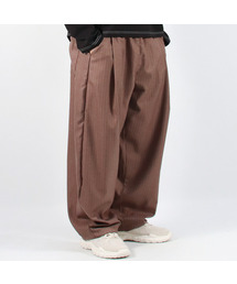 DEMARC（ドゥマーク）の「M STRIPE CHICANO WIDE ONE-TUCK PANTS -Brown（スラックス）」