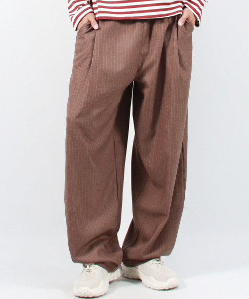 DEMARC（ドゥマーク）の「M STRIPE CHICANO WIDE ONE-TUCK PANTS -Brown（スラックス・メンズ・その他・MEDIUM/LARGE）」の8枚目の写真