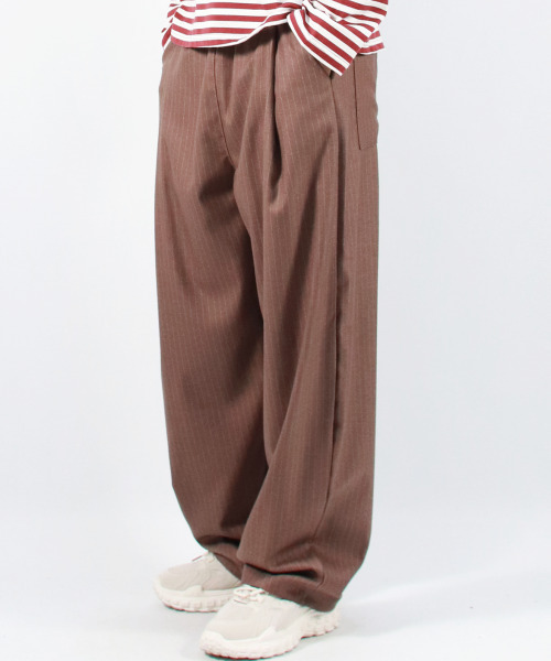 DEMARC（ドゥマーク）の「M STRIPE CHICANO WIDE ONE-TUCK PANTS -Brown（スラックス・メンズ・その他・MEDIUM/LARGE）」の12枚目の写真