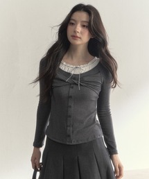 SunsetPark（サンセットパーク）の「フェイクレイヤード クロスデザイントップス SP25a060【SunsetPark】【2025AW】（Tシャツ/カットソー）」