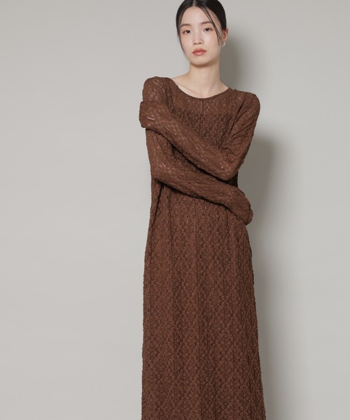 【KANEKO ISAO】　ウールチャイナワンピース　マキシワンピース セール】カットレースマキシワンピース（ワンピース）｜NANO universe