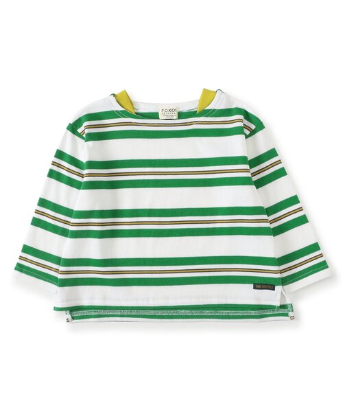 F.O.KIDS（エフオーキッズ）の「BRUH ボーダーバスクシャツ_ジュニア対応（Tシャツ/カットソー・キッズ・グリーン/オレンジ/オフホワイト・100/110/120/130/140/150/160）」の6枚目の写真