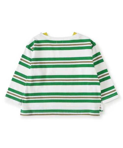 F.O.KIDS（エフオーキッズ）の「BRUH ボーダーバスクシャツ_ジュニア対応（Tシャツ/カットソー・キッズ・グリーン/オレンジ/オフホワイト・100/110/120/130/140/150/160）」の7枚目の写真