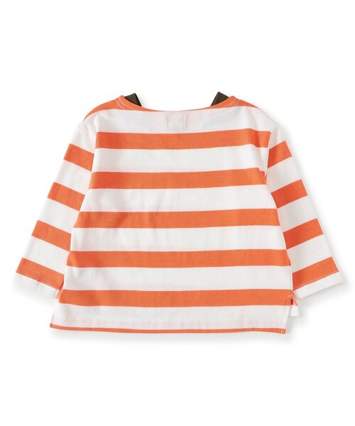 F.O.KIDS（エフオーキッズ）の「BRUH ボーダーバスクシャツ_ジュニア対応（Tシャツ/カットソー・キッズ・グリーン/オレンジ/オフホワイト・100/110/120/130/140/150/160）」の8枚目の写真