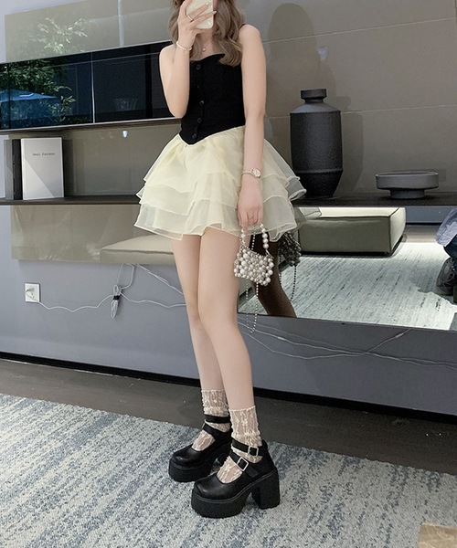 Lace Ladies（レースレディース）の「ダブル アンクル ストラップ 厚底 ヒール パンプス（パンプス・レディース・ブラック・23.5cm/24cm/25cm/23cm/22.5cm/24.5cm）」の4枚目の写真