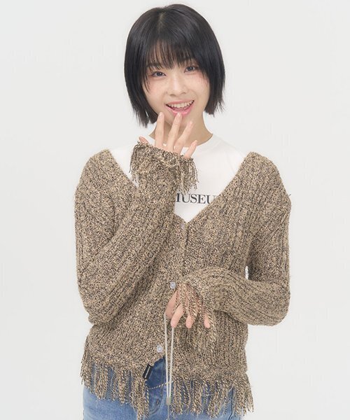 ZIZEMUSEUM(ジゼミュージアム)の「MIX KNIT CARDIGAN (BEIGE)(カーディガン/ボレロ・レディース・その他・FREE)」の1枚目の写真