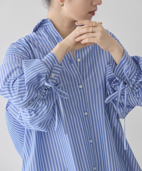 AMERICAN HOLIC(アメリカンホリック)の「【WEB限定】イージーケアバックギャザーリボンシャツ(シャツ/ブラウス・レディース・グリーン系その他3/ピンク系その他/ブルー系その他7/イエロー系その他2・M/L)」の13枚目の写真
