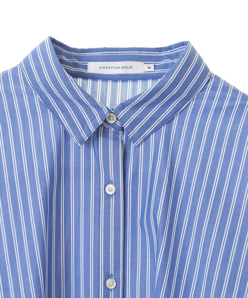 AMERICAN HOLIC（アメリカンホリック）の「【WEB限定】イージーケアバックギャザーリボンシャツ（シャツ/ブラウス・レディース・グリーン系その他3/ピンク系その他/ブルー系その他7/イエロー系その他2・M/L）」の7枚目の写真